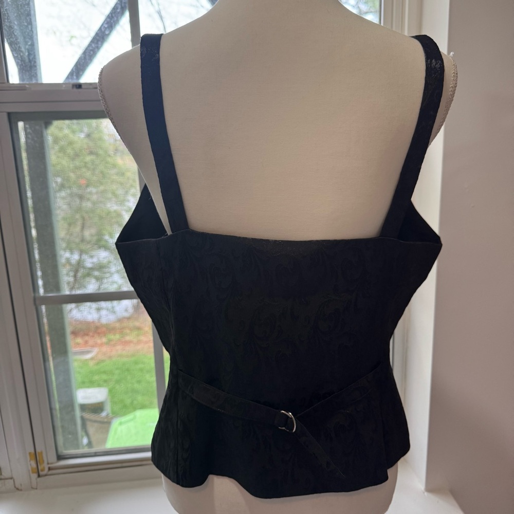 Black Brocade Button-Front Vest | New with Tags - Picture 4 of 10
